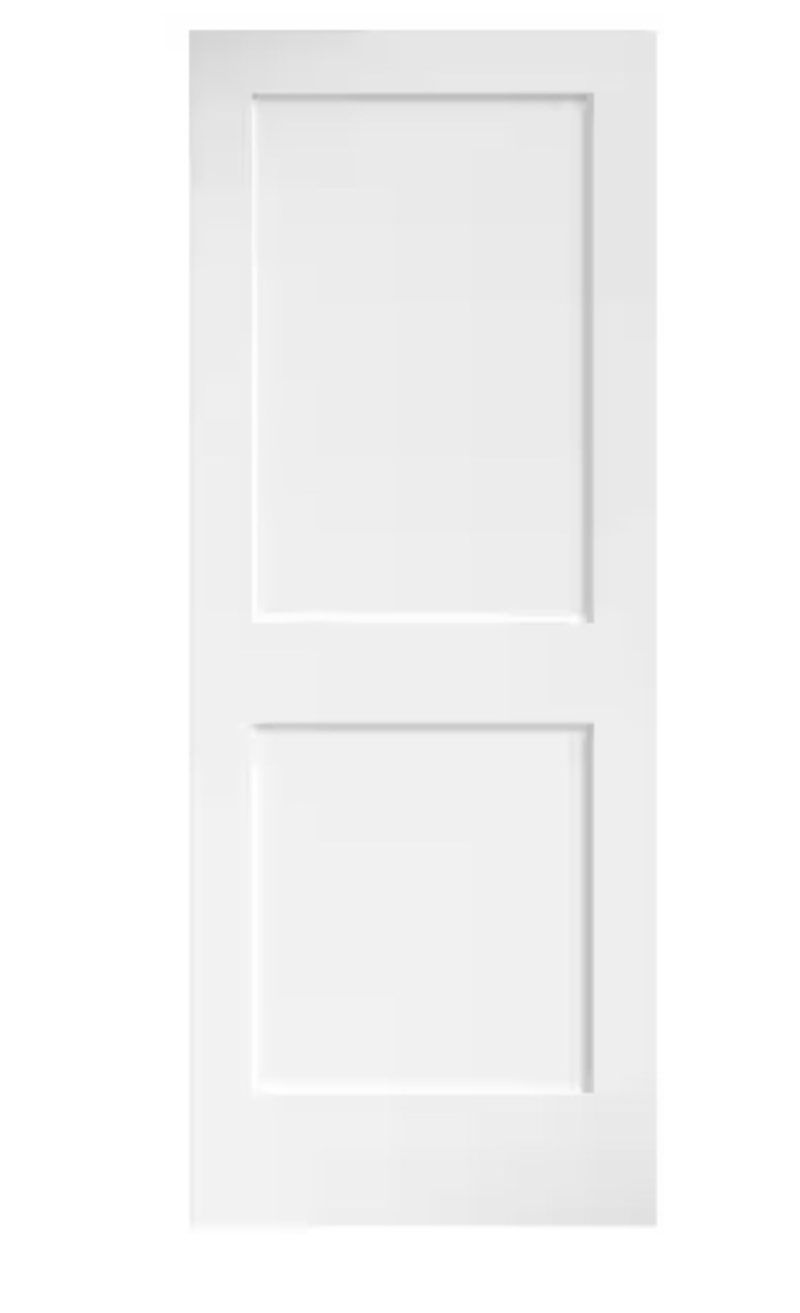 30 in. x 80 in. x 1-3/8 in. shaker white primed 2-panel solid core wood interior slab door