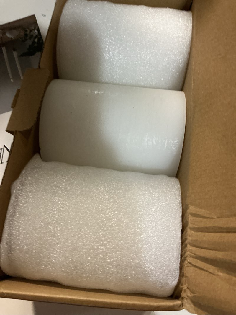 Condition photo showing Good Condition for candwax 3x4 inch pillar candles set of 3 – unscented dripless rustic white candles for wedding decor, events, centerpieces pillar 3x4 white
