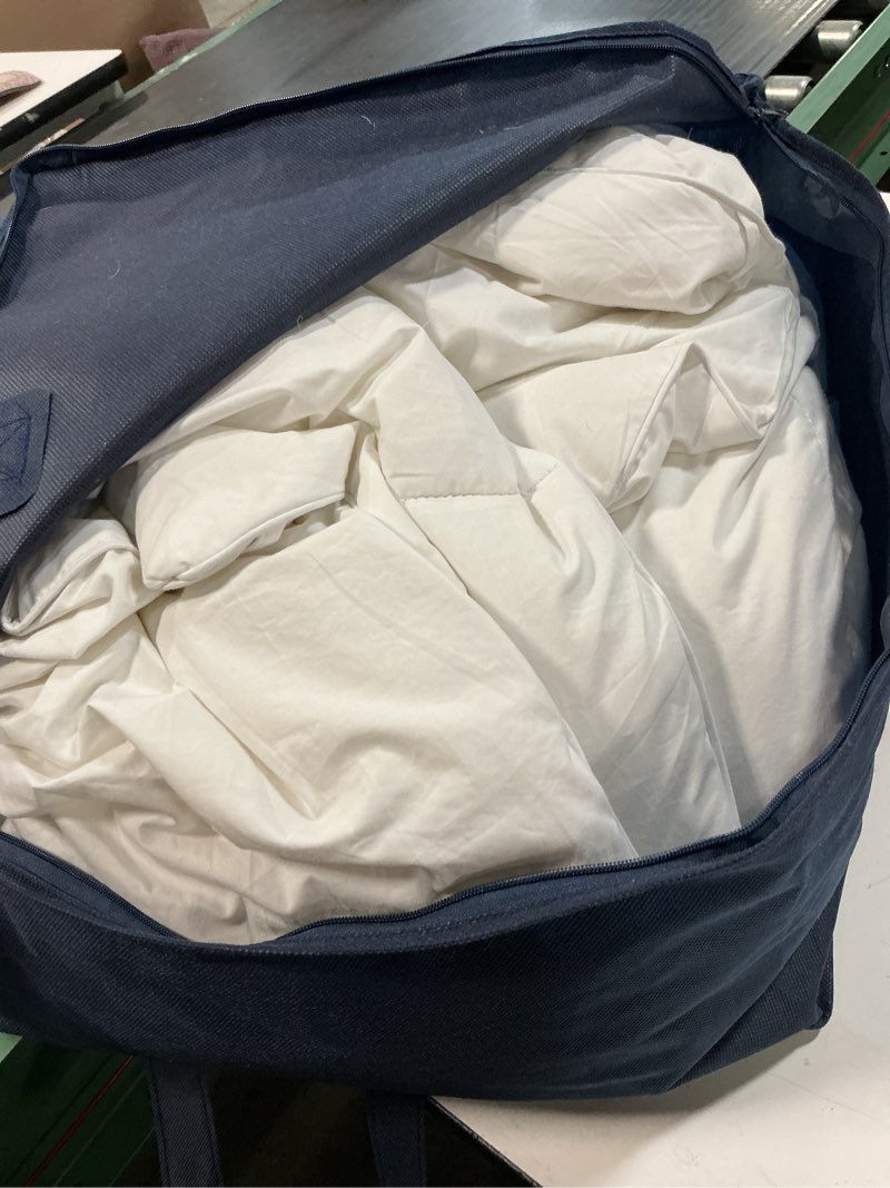 Condition photo showing As Is for serta goose feather down fiber cotton comforter queen size - 100% cotton duvet insert - hotel luxury hypoallergenic bedding comforter all season medium warmth 90 x 90 inch white