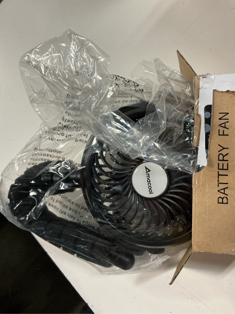 Condition photo showing New/Like New for amacool battery operated stroller fan, baby travel essentials for beach disney, newborn boy & girl showers gifts registry search, rechargeable clip on fan for car seat wagon crib bike treadmill black