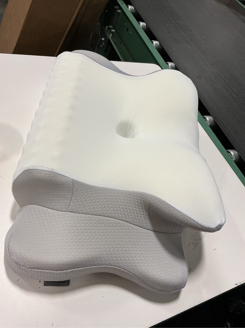 Condition photo showing As Is for OneSmile Cervical Neck pillow & Roll 2 In 1 Removable Sleeper White/Gray READ