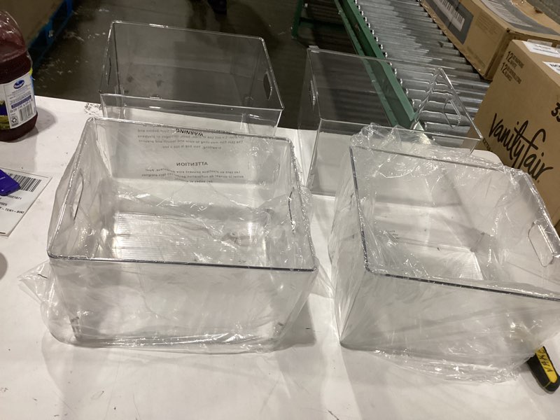 Condition photo showing New/Like New for ClearSpace Clear Plastic Storage Bins – XL 4 Pack Perfect for Kitchen,Fridge, Pantry Organization, Cabinet Organizers