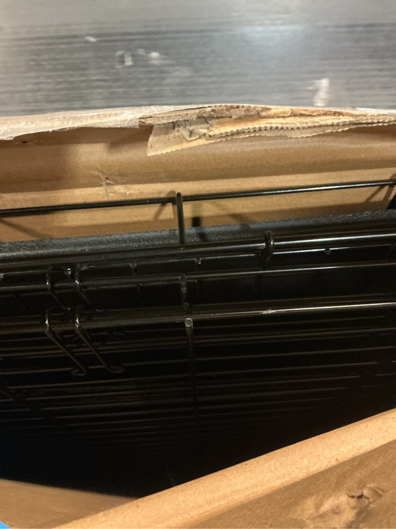 Condition photo showing Good Condition for Amazon Basics - Durable,Foldable Metal Wire Dog Crate with Tray, Double Door, 42 x 28 x 30 in, Black 42.0"L x 28.0"W x 30.0"H Double Door w/ Divider