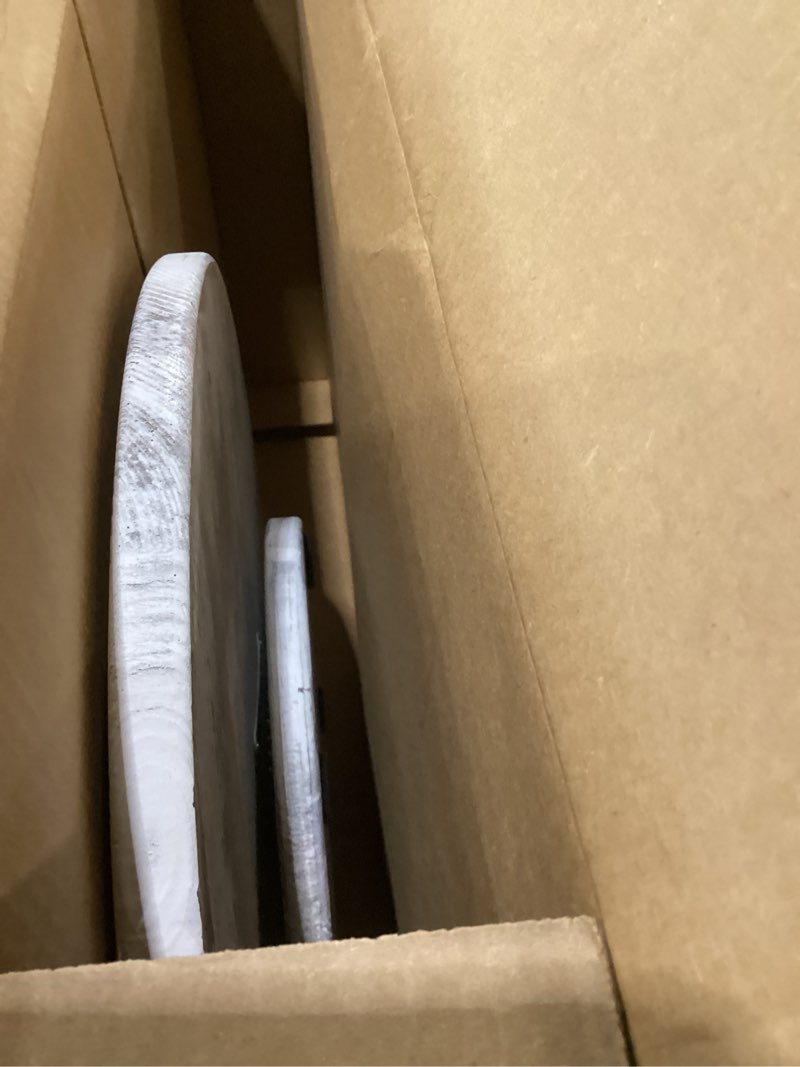 Condition photo showing Good Condition for Wooden Lazy Susan for Table Turntable Organizer 18 Inch Large Lazy Susan Whitewashed Wood Serving Tray for Pantry Cabinet Countertop Round Spins Balanced Pine Spice Rack for Kitchen Essentials Storage