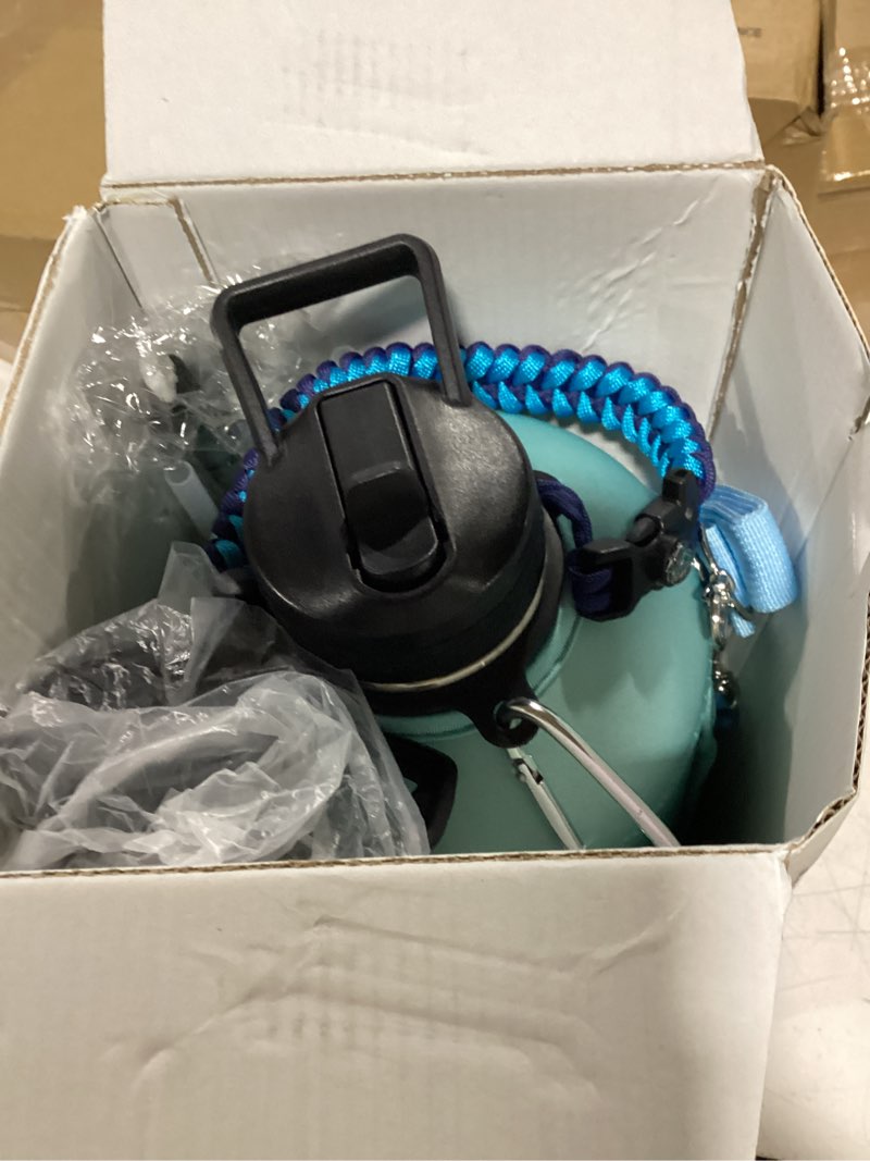 Condition photo showing New/Like New for dysanky 1 gallon water bottle insulated | thickened stainless steel vacuum metal water jug | portable sports large for gym and hiking with straw, carrier bag, handle strap | bpa-free 128 oz light-deep blue 128 ounces