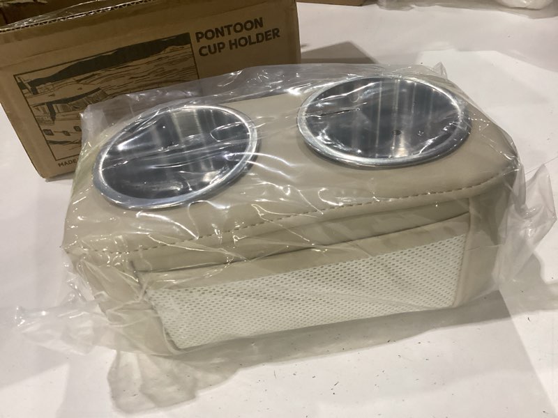 Condition photo showing New/Like New for pontoon cup holder, stainless steel double drink holder with side pocket, pontoon boat cup holders for boat seat,rv,car?khaki?