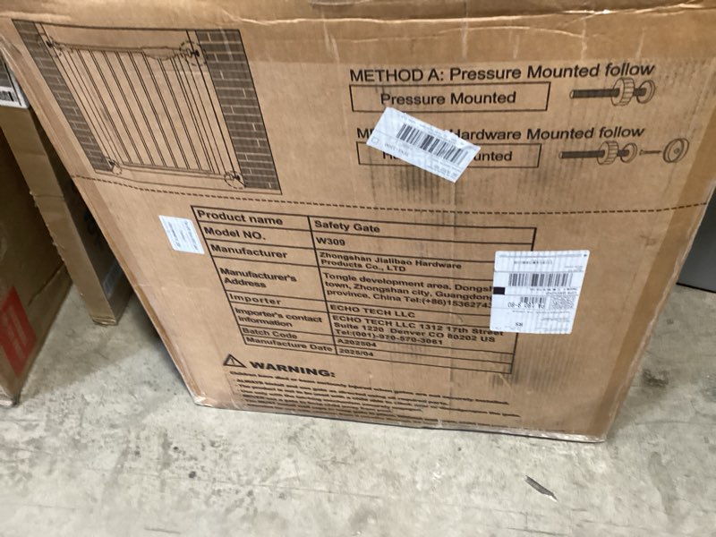 Condition photo showing New/Like New for waowao triple lock baby gate extra wide 57.87-62.59" pressure mounted walk through swing auto close 