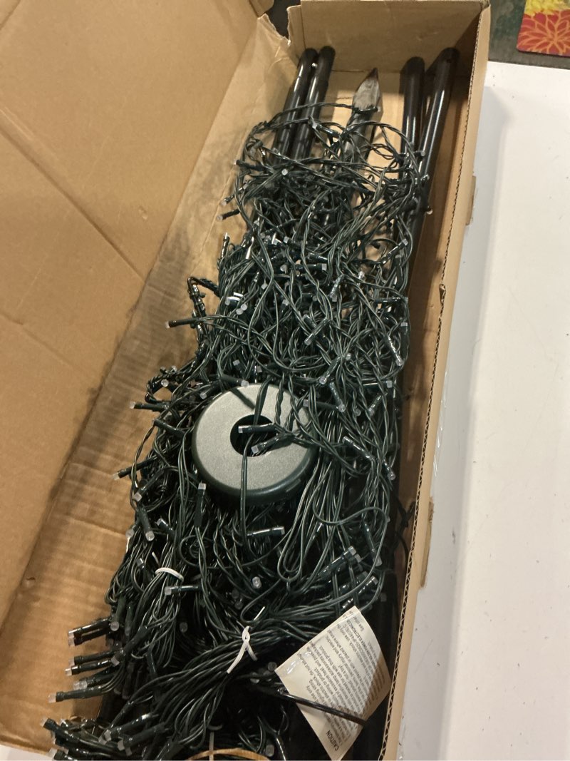 Condition photo showing As Is for Lomotech RGB Color Changing Christmas Tree Lights - 10Ft 404 LED with 7.08" Topper, Remote Controll Waterproof Iron Pole Waterfall Holiday Tree Lights for Outdoor Christmas Decorations 10Ft/404Leds RGB