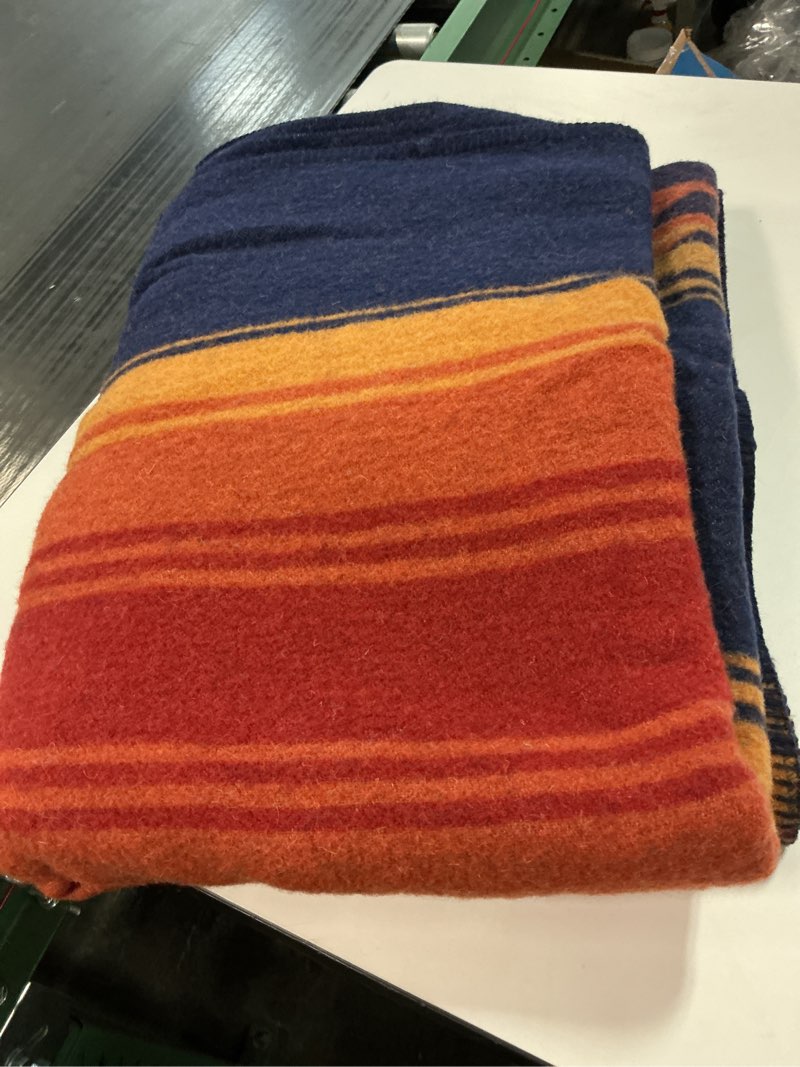 Condition photo showing Good Condition for Chubbuck 100% Wool Blanket (60" x 84") - Soft Wool Blanket Camping for Winter - Large Wool Blanket for Camping - Pure Wool Blankets for Cold Weather - Wool Fire Retardant Blanket (Sunset)