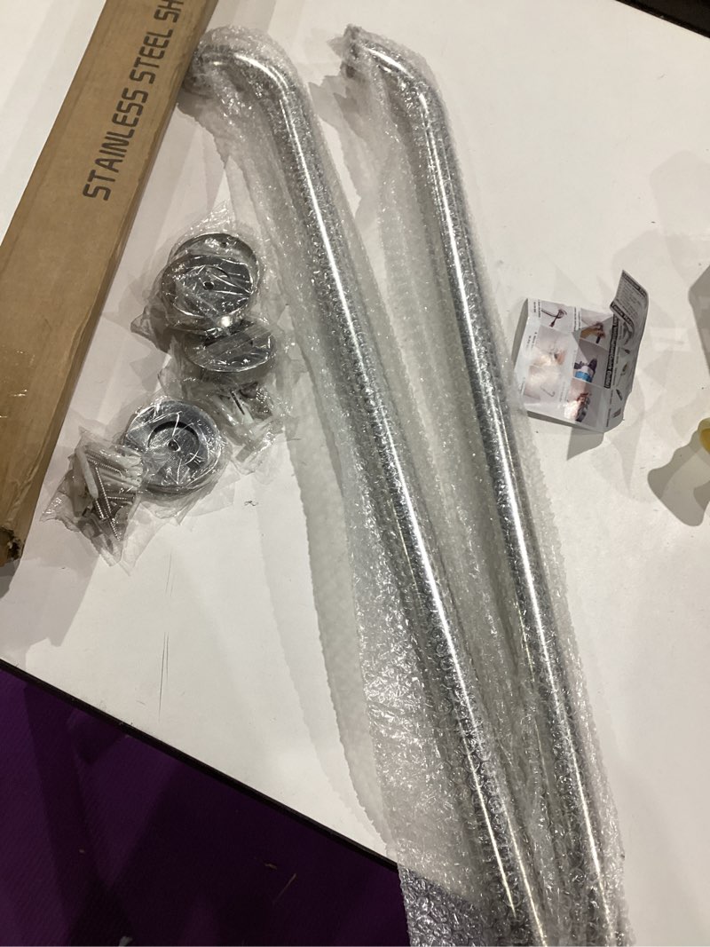 Condition photo showing Good Condition for 2 pack shower grab bar, stainless steel bathroom grab bar, shower handle bath handle, safety bars for shower chair bench, grab bars senior, elderly, handicap(12 inch) 2 pack 12 inch silver
