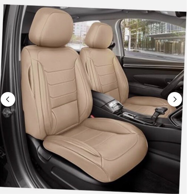 MotorBox Elite Edition Faux Leather Seat Covers for Cars, Trucks, & SUV - 2 Beige Car Seat Covers fo