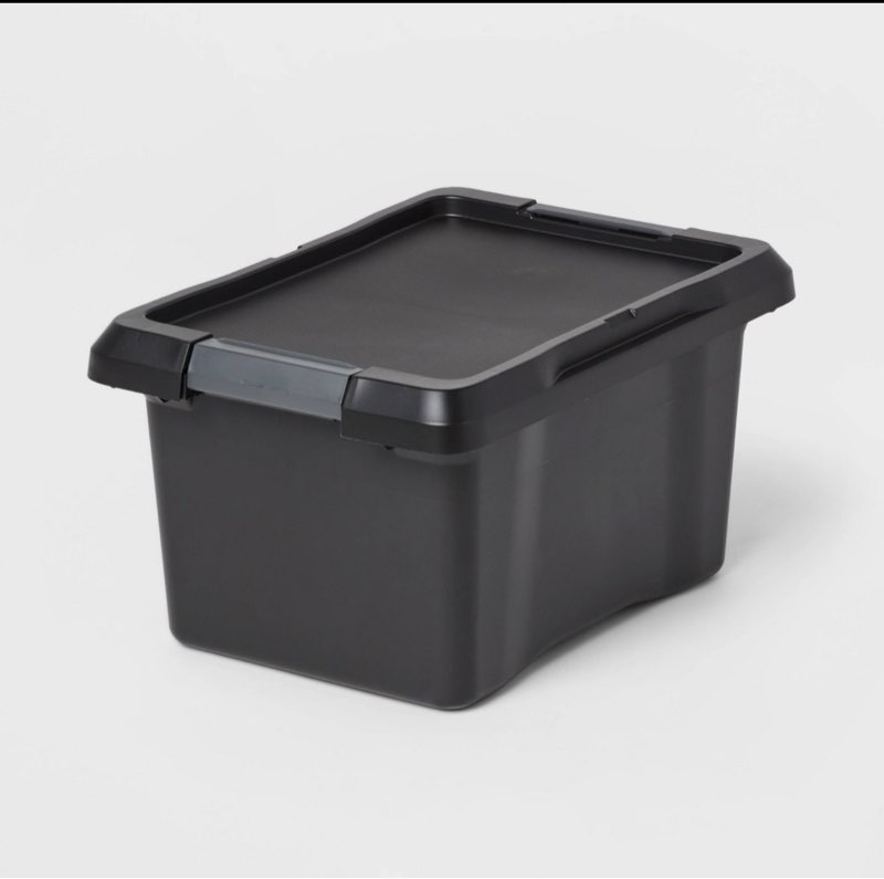 7gal Small Latching Storage Tote Black - Brightroom™: Stackable Utility Storage Bin with Lid & Handles ( incomplete) ( pack 4) 