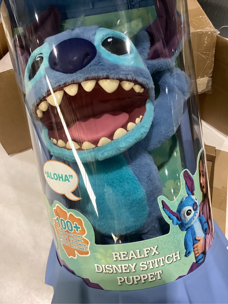 Condition photo showing New/Like New for Wow! Stuff Disney Stitch Puppetronic by RealFX | Looks, Feels & Sounds Real! | Disney's Lilo & Stitch | Over 100 Action & Sounds | 18" High | Ages 6+