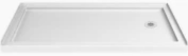 DreamLine SlimLine 30 in. D x 60 in. W x 2 3/4 in. H Right Drain Single hreshold Shower Base in White, DLT-1130602