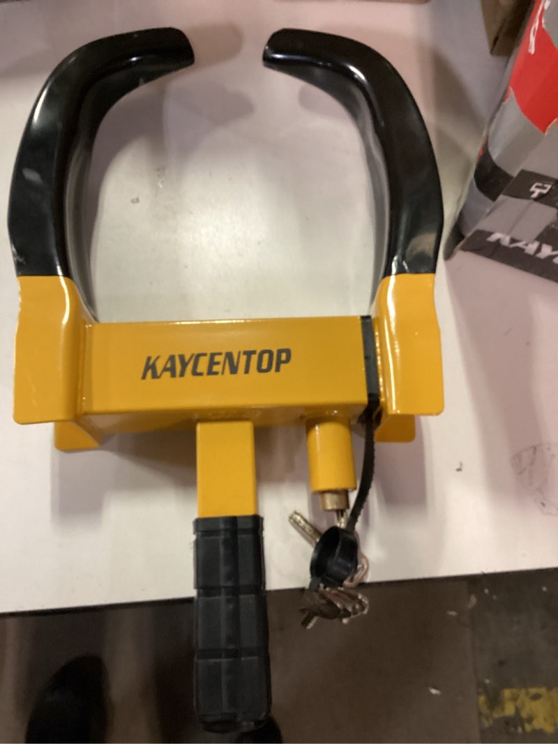 Condition photo showing Good Condition for KAYCENTOP Universal Wheel Lock Clamp Anti Theft Trailer Locks Fit Most Vehicles Max 11" Tire Width Security Tire Boot Lock for Trailers SUV Boats ATV's Motorcycles Golf Cart 2 Packs 6 Keys Alike Black Yellow 2 Pack