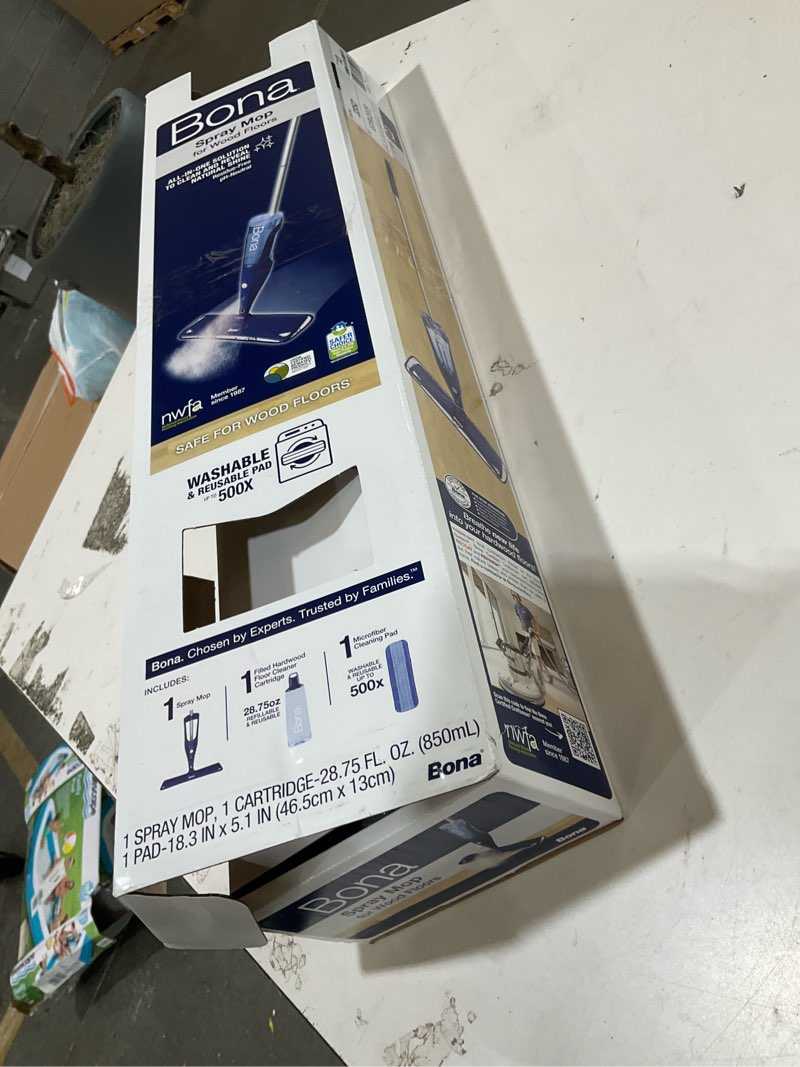 Condition photo showing As Is for bona spray mop for hardwood floors  with refillable cartridge & washable microfiber pad