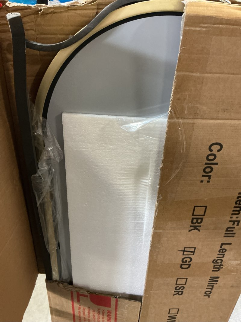Condition photo showing Good Condition for 18 in. w x 58 in. h arched gold modern aluminum alloy framed full length mirror wall mirror