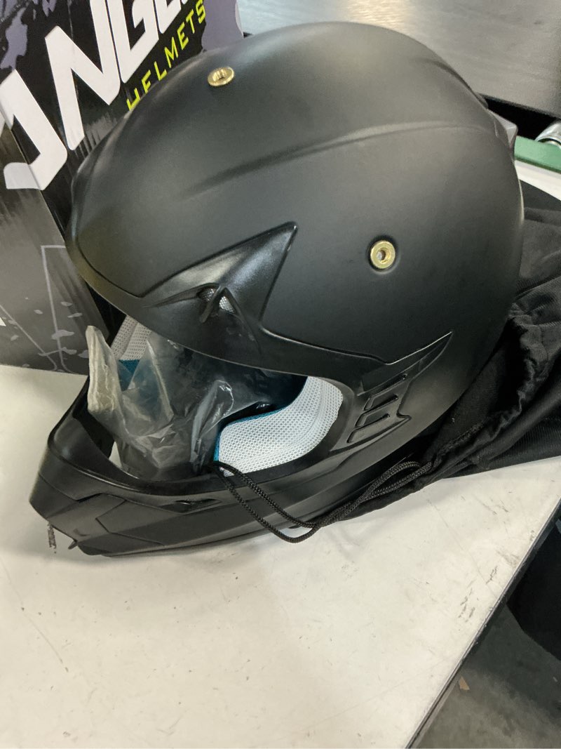 Condition photo showing New/Like New for triangle adult dirt bike helmet full face motorcycle helmets with adjustable goggles & gloves - dot/fmvss-218 certified motocross helmet for off-road atv bmx utv matte black medium