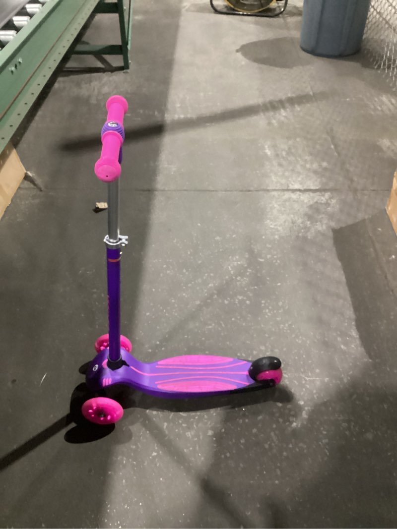 Condition photo showing As Is for gotrax ks1 kids kick scooter, led lighted wheels and 3 adjustable height handlebars, lean-to-steer & widen anti-slip deck, 3 wheel scooter for boys & girls ages 2-8 and up to 110 lbs darkviolet