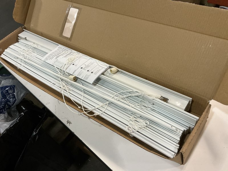 Condition photo showing As Is for (Similar)2-inch Flat Slat Faux Wood Cordless Room Darkening Blind for Windows - Starting at $18.97 - (Over 1,000 Custom Sizes) Faux Wood Blinds, Window Blinds Cordless, White - 22\" W x 36\" H