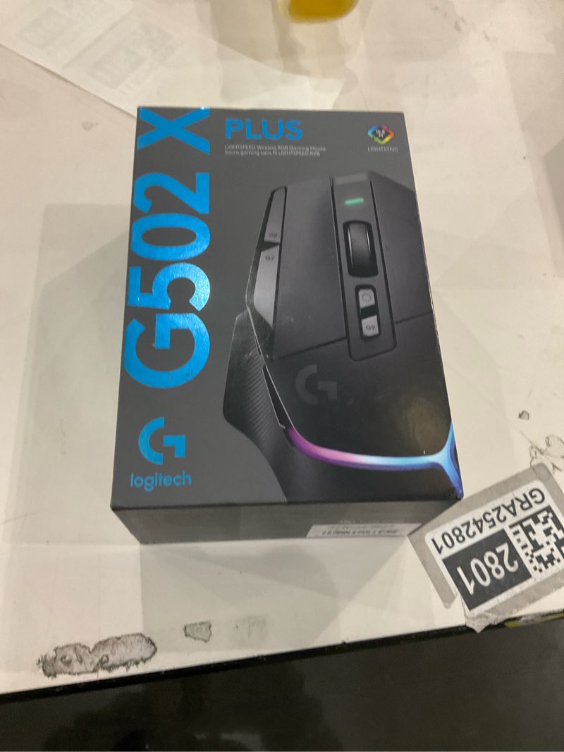 Condition photo showing New/Like New for Logitech G502 X Plus Lightspeed Wireless Optical Mouse - LIGHTFORCE hybrid switches, LIGHTSYNC RGB, HERO 25K gaming sensor, compatible with PC - macOS/Windows - Black