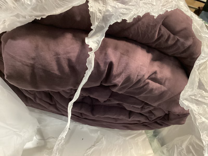 Condition photo showing As Is for wrensonge queen comforter set - 7 pieces artic plum soft bed in a bag queen with fitted sheet, flat sheet, 2 pillow shams, and 2 pillowcases- warm bedding sets for all season artic plum queen(90"*90")