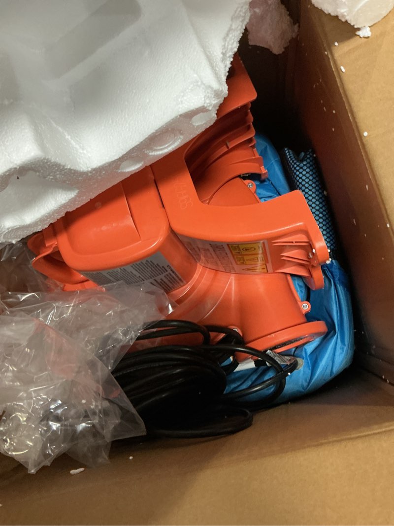Condition photo showing New/Like New for little tikes jump 'n slide inflatable bouncer includes heavy duty blower with gfci, stakes, repair patches, and storage bag, for kids ages 3-8 years multi regular