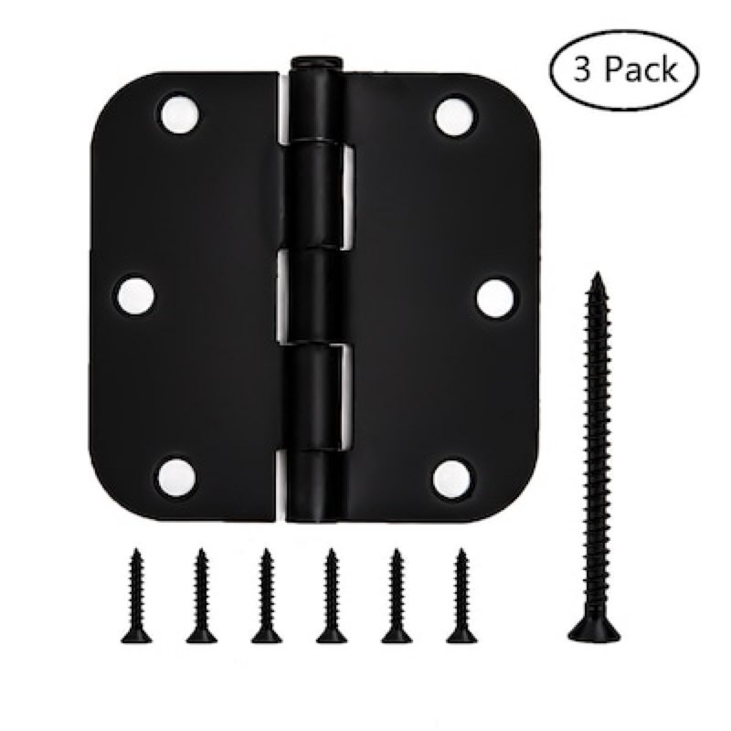 RELIABILT 3-1/2-in H x 5/8-in Radius Matte Black Mortise Interior Door Hinge 3 -Pack