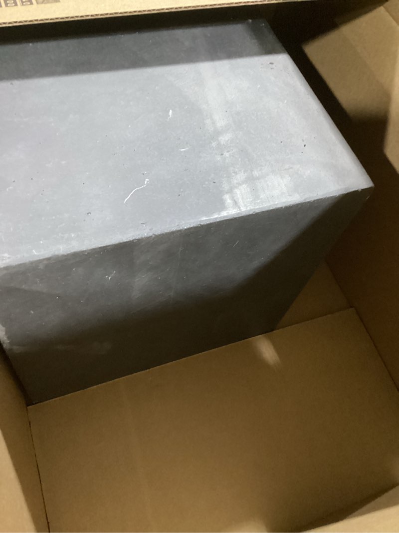 Condition photo showing As Is for Kante 10 Inch Square Concrete Planter for Outdoor Indoor Home Patio Garden, Large Plant Pot with Drainage Hole and Rubber Plug, Charcoal Charcoal 10" Solid