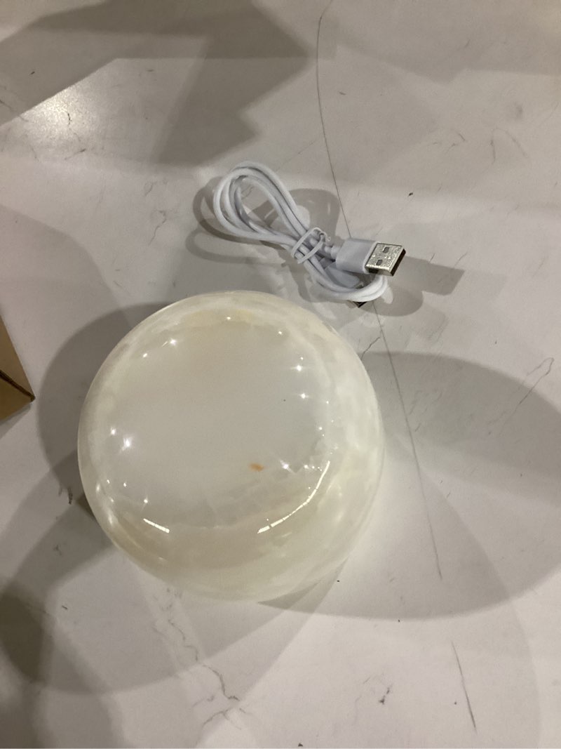 Condition photo showing Good Condition for marble lamp night light touch bedside table lamp for bedroom,type-c rechargeable small desk bedside small lamps,eye caring dimmable led ambient lamp (mid century modern) bread jade