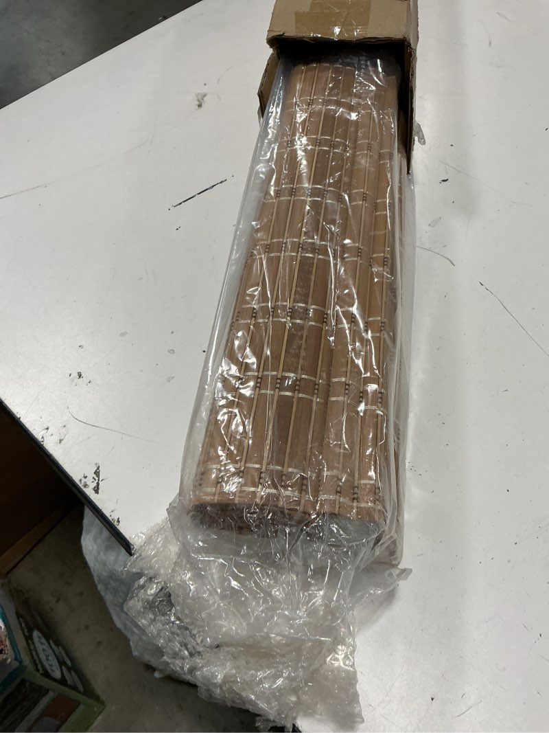 Condition photo showing Good Condition for lazblinds no tools no drill cordless bamboo roman shades, light filtering window treatment, roll up bamboo blinds for windows 21'' w x 48'' h, brown light filtering-brown206 21" w x 48" h