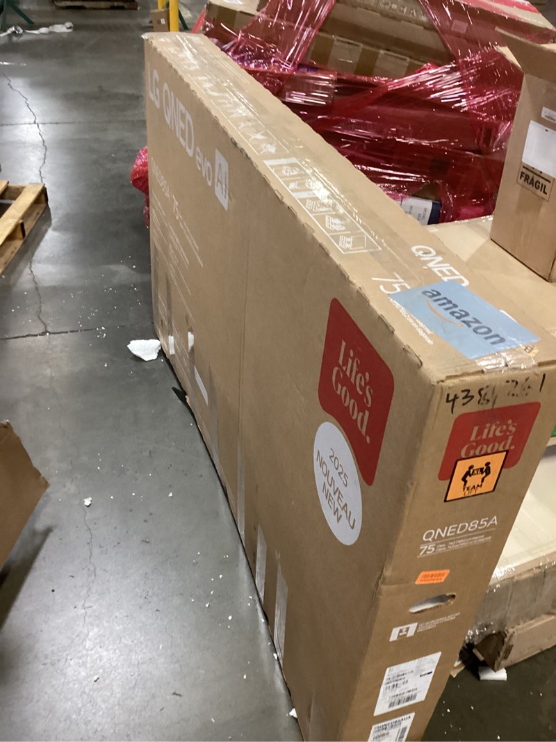 Condition photo showing As Is for LG 75-Inch Class QNED evo AI QNED85A Series Mini LED 4K Smart TV w/AI Picture, AI Sound, HDR10, AI Super Upscaling 4K, Filmmaker Mode, Wow Orchestra, Alexa Built-in (75QNED85AUA, 2025) 75 Inches TV Only