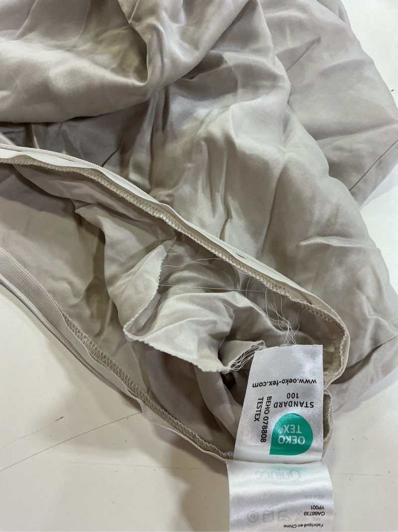 Condition photo showing As Is for 100% mulberry silk pillowcase, queen, champagne