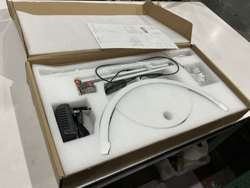 Condition photo showing Good Condition for half moon lash light with tool tray for eyelash extensions - professional led lamp for eyetech, tattoo artists, and estheticians | dimmable cool/warm lighting & brightness | shadow-free design (white)