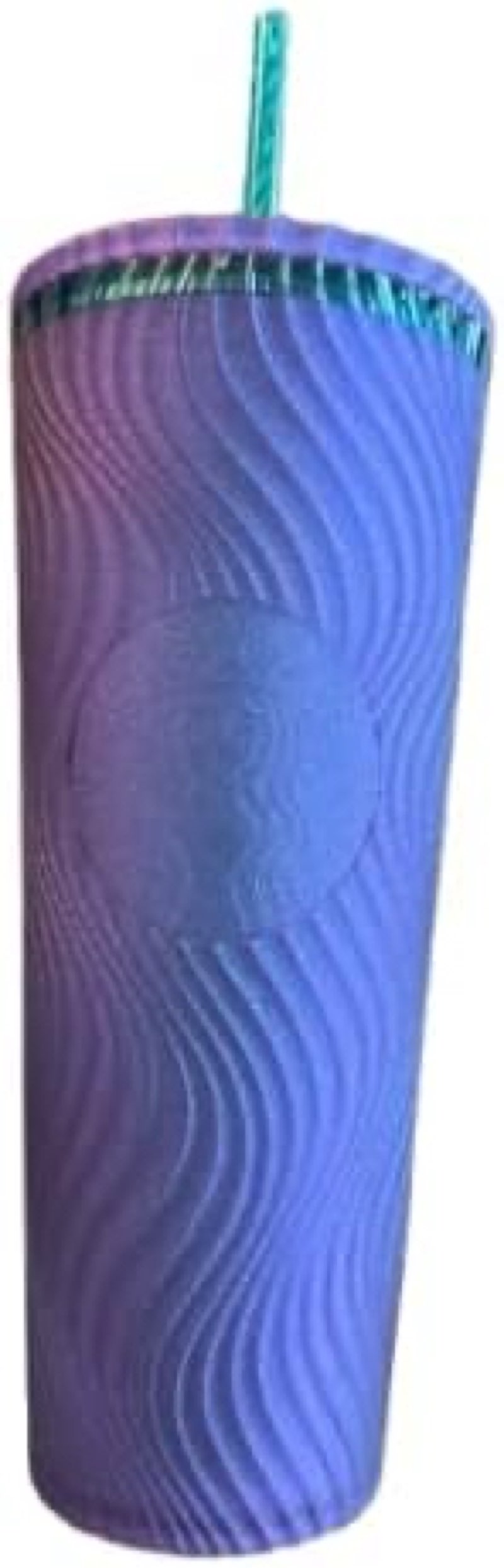 starbucks wavy plastic cold cup, 24 oz, reusable tumbler with straw and lid, textured wave design, bpa-free, purple with embossed siren logo