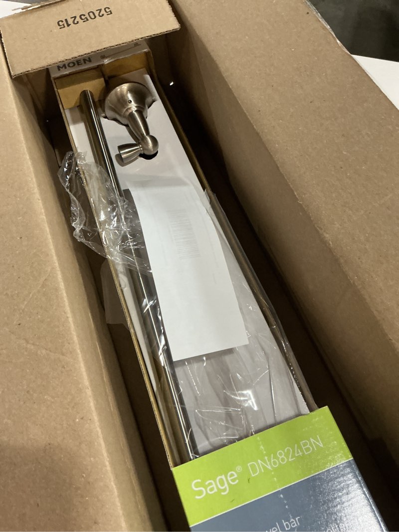 Condition photo showing Good Condition for Moen DN6824BN Sage 24-Inch Wall Mount Bathroom Single Bar Towel Bar, Brushed Nickel Brushed Nickel 24 Inch 24" Towel Bar