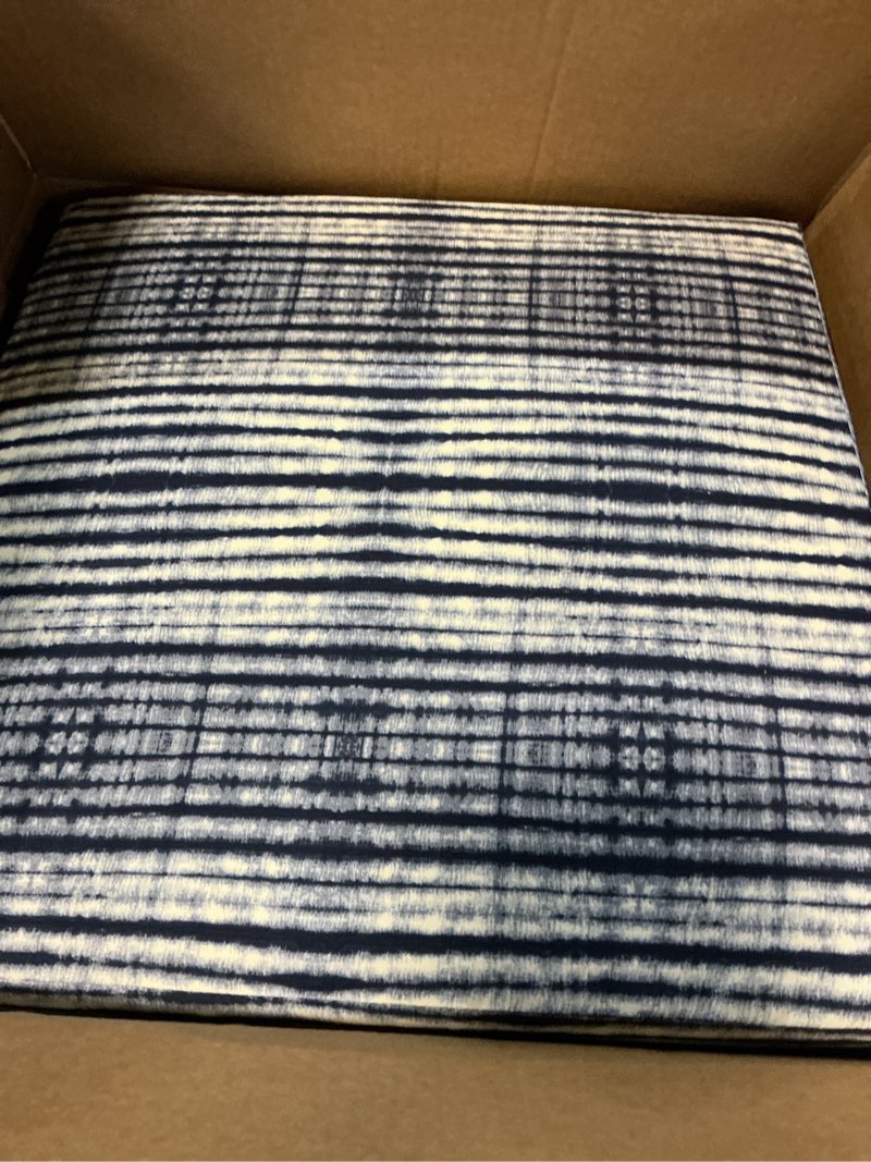 Condition photo showing Good Condition for 2 pcs arden outdoor deep seat cushion  (2-pack), 24 in x 24 in, weather-proof, rain-proof, fade resistant patio cushion for chair, sofa, and couch blue shibori stripe polyfill blue shibori stripe 2 pack
