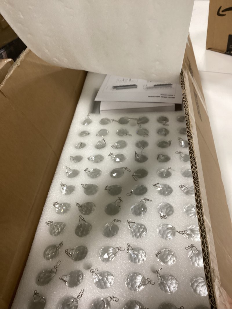 Condition photo showing Good Condition for Siljoy Modern Crystal Chandelier 6-Lights Rectangular Flush Mount Pendant Ceiling Light Fixture Rect