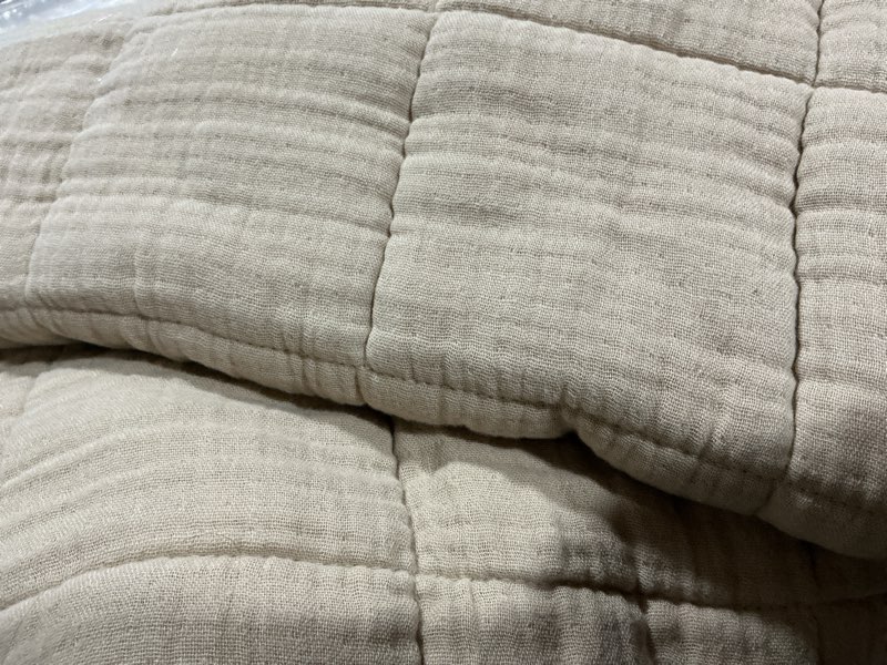 Condition photo showing Good Condition for linen gauze quilt with shams, king, toffee
