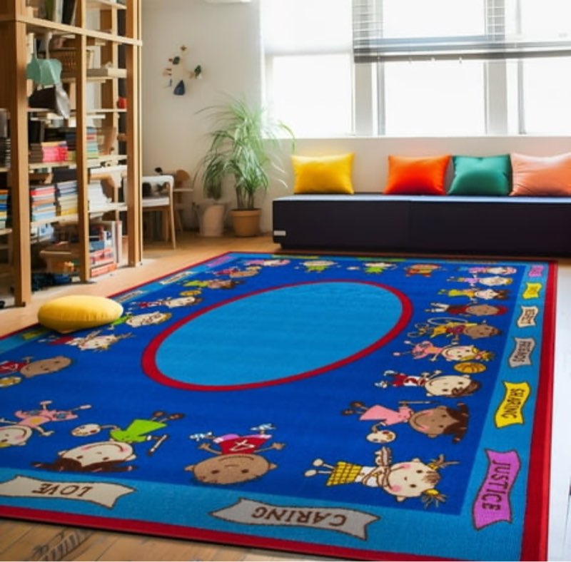 World Rug Gallery Kids Educational Learning Non Slip Area Rug - MULTI 7 10 x10