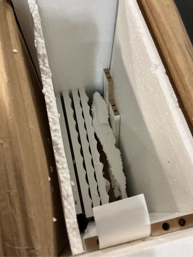 Condition photo showing As Is for choochoo 3-door bathroom wall cabinet, fluted kitchen wall cabinet with adjustable shelf, wall mounted storage cupboard for bathroom, laundry room, entryway, garage, white white 11.81"d x 35.43"w x 23.62"h (3 doors)