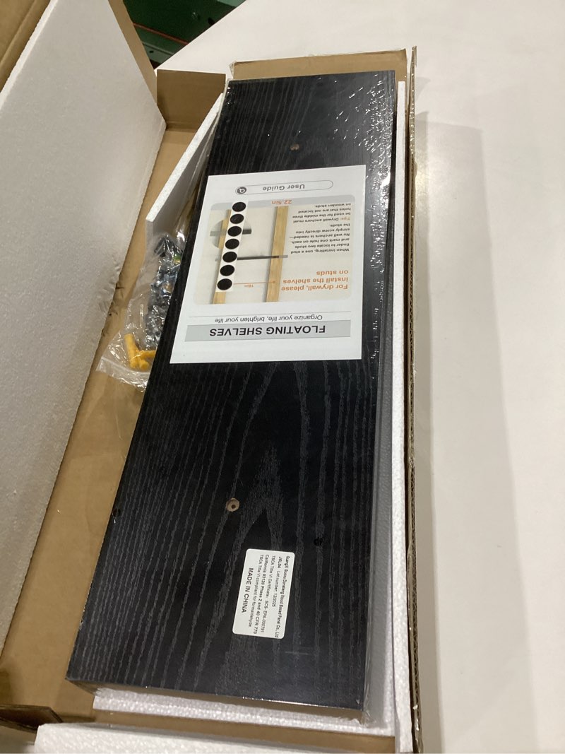 Condition photo showing Good Condition for bayka floating shelves for wall, 22.5 inches black wall shelves for bathroom, bedroom, living room, kitchen & book, hanging display decor organizer shelf with 22 lbs capacity a. black - universal classic style 22.5inches