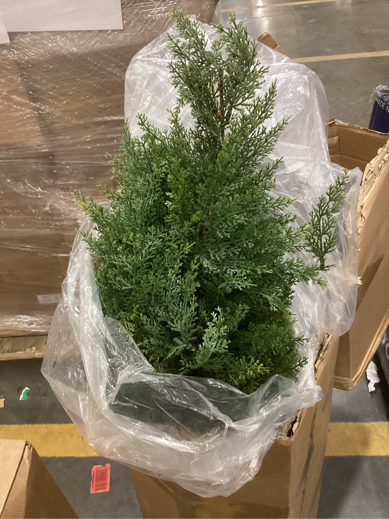 Condition photo showing Good Condition for ECOLVANT Two 4 Foot Artificial Cedar Trees UV Rated Potted Plants Artificial Topiary Artificial Shrubs Tree for Indoor Outdoor Home Garden (Green)