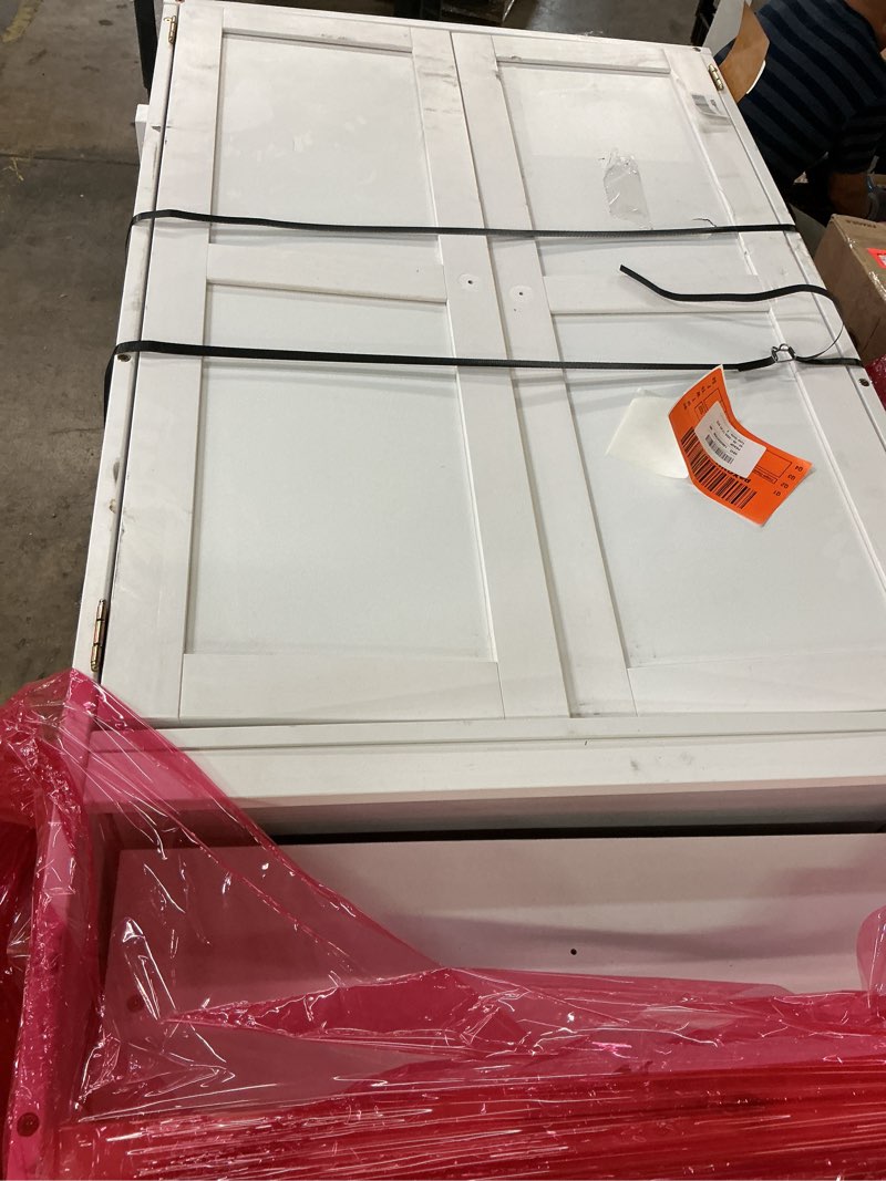 Condition photo showing Good Condition for keiki full size wood loft bed frame with desk & wardrobe & storage built-in staircase & drawer, modern loft bed with guardrails & solid slats, no box spring required, easy assembly, for bedroom, white white full 