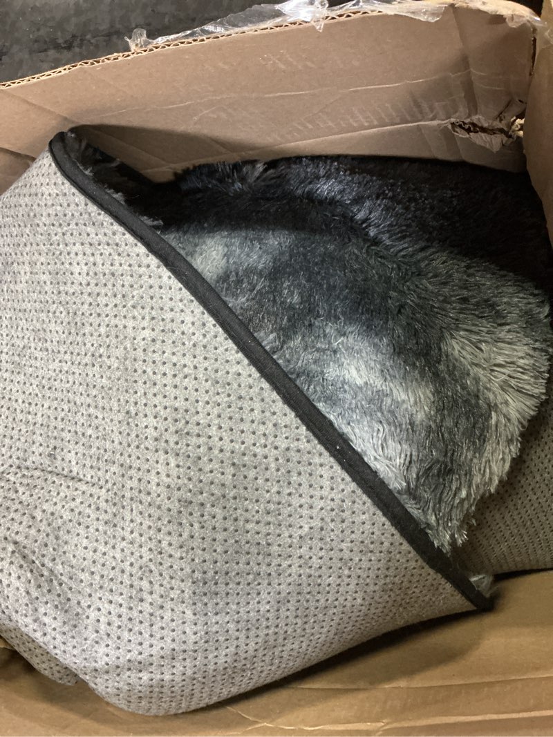 Condition photo showing As Is for Large Shag Area Rugs 8 x 10, Tie-Dyed Plush Fuzzy Rugs for Living Room, Ultra Soft Fluffy Furry Rug for Bedroom, Indoor Carpet Nursery Rugs for Kids Room Home Decor, Dark Grey Tie-dyed Dark Grey 8 x 10 ft