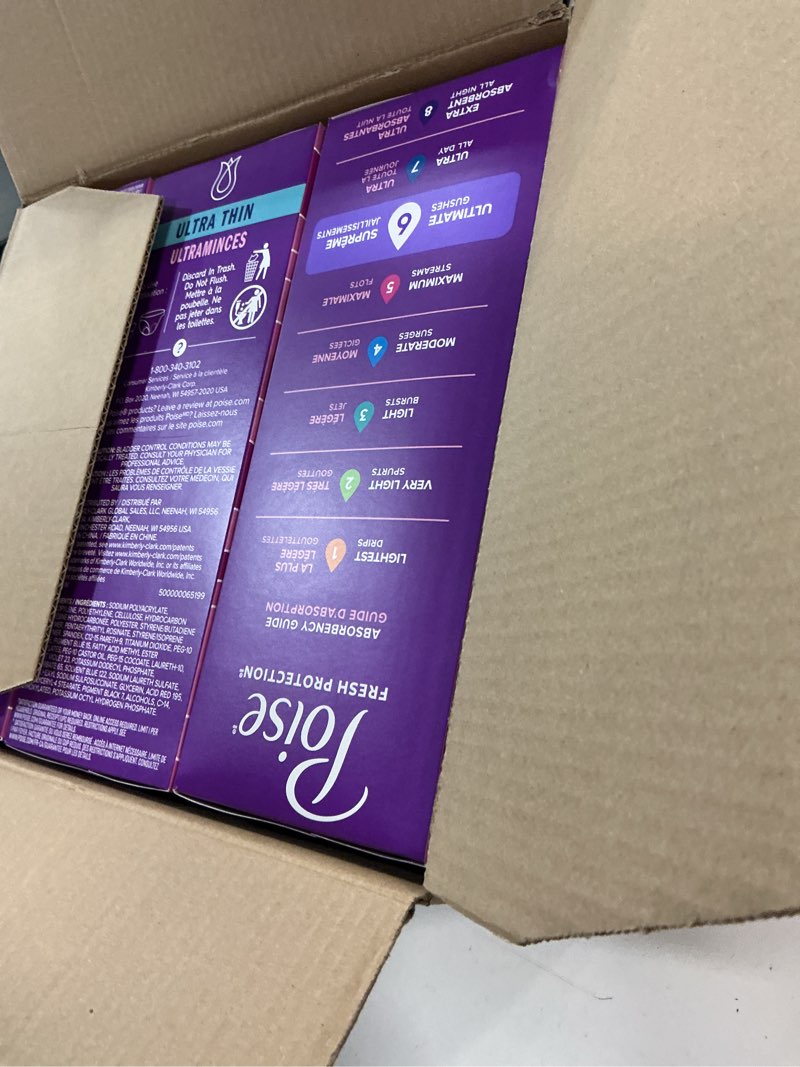 Condition photo showing New/Like New for Poise Ultra Thin Incontinence Pads & Postpartum Pads for Bladder Leaks, 6 Drop Ultimate Absorbency, Long Length, 78 Count, Packaging May Vary