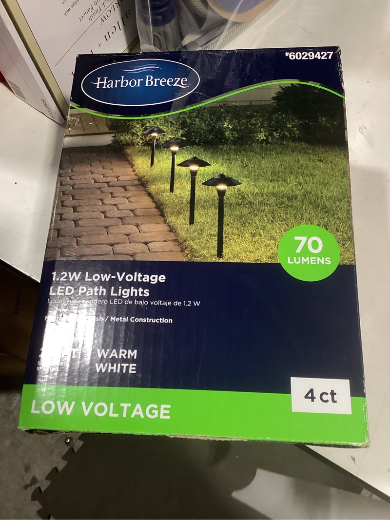 Condition photo showing Good Condition for harbor breeze 4 -pack harbor breeze 70 -lumens matte black low voltage plug-in led outdoor