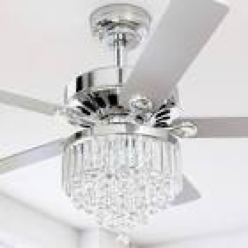 Parrot Uncle Ceiling Fans with Lights and Remote 52 Inch Ceiling Fan with Light for Bedroom Crystal Chandelier Ceiling Fans, Reversible Motor, Timer, Chrome similar 