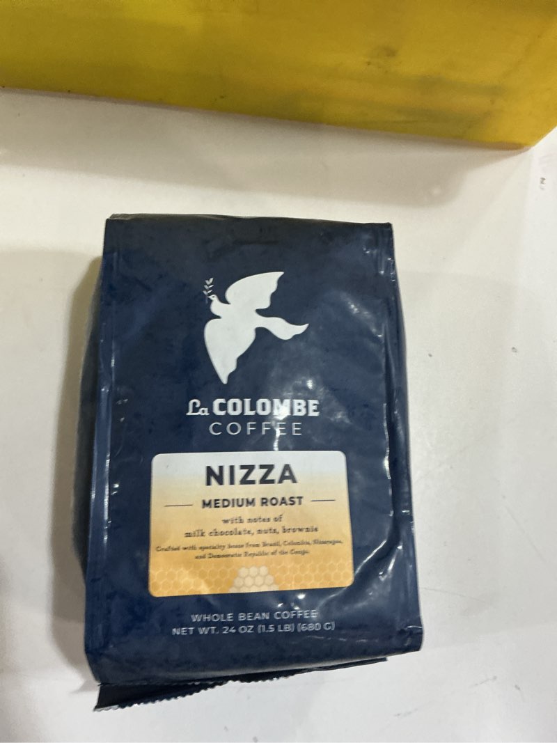 Condition photo showing New/Like New for La Colombe Nizza Medium Roast Whole Bean Coffee - Notes of Milk Chocolate, Nuts & Brownie with Honey-Sweet Roasted Nuttiness, 24 Ounce (Pack of 1) Nizza 24 Ounce (Pack of 1) (BEST BY 12/22/2025)