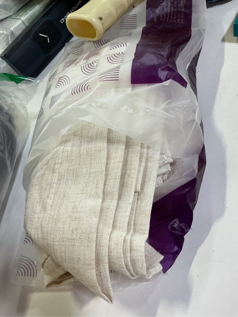 Condition photo showing Good Condition for jinchan linen pinch pleated kitchen curtains 20 inch natural linen tier curtains back tab farmhouse cafe style light filtering for bathroom laundry room small window 2 panels beige 26"w x 20"l (pack of 2) pinch pleated beige